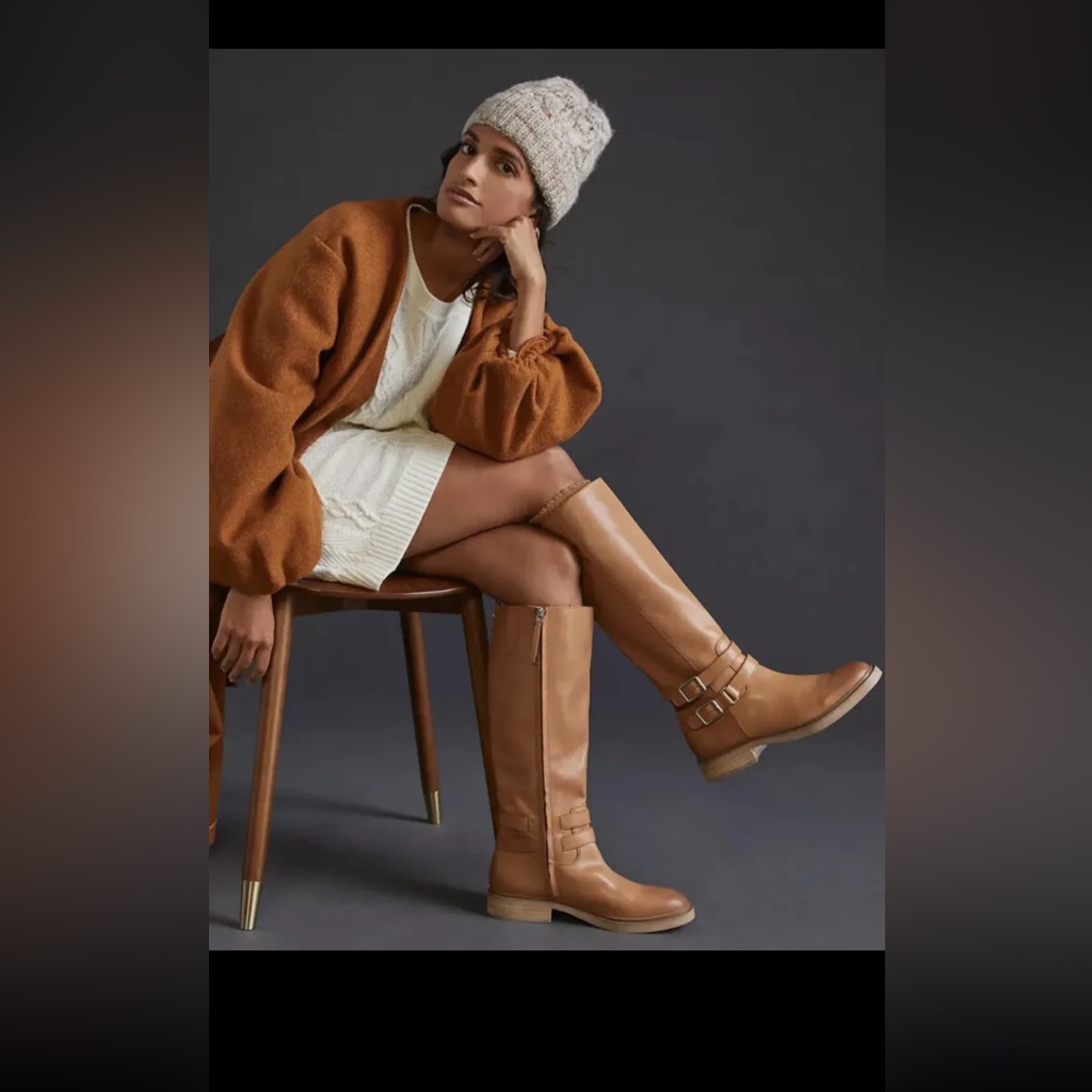 Sam Edelman Freda Tan Leather Women's Tall Knee High Riding Boots 6.5m New